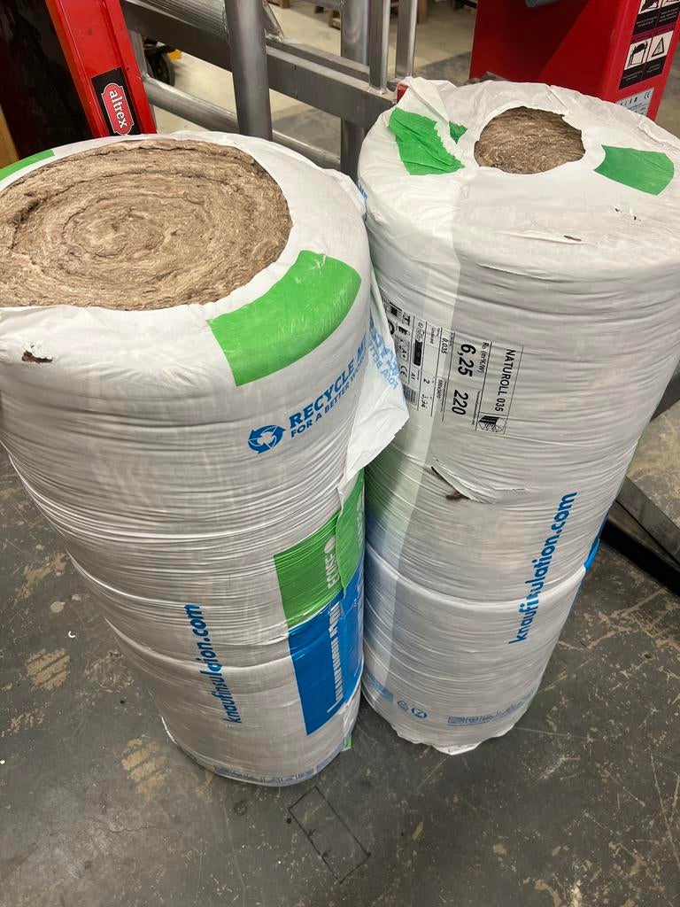 Knauf Naturoll 035 glaswol - Rd 6.25, Ophalen, 12 cm of meer, Zo goed als nieuw, Minder dan 5 m²