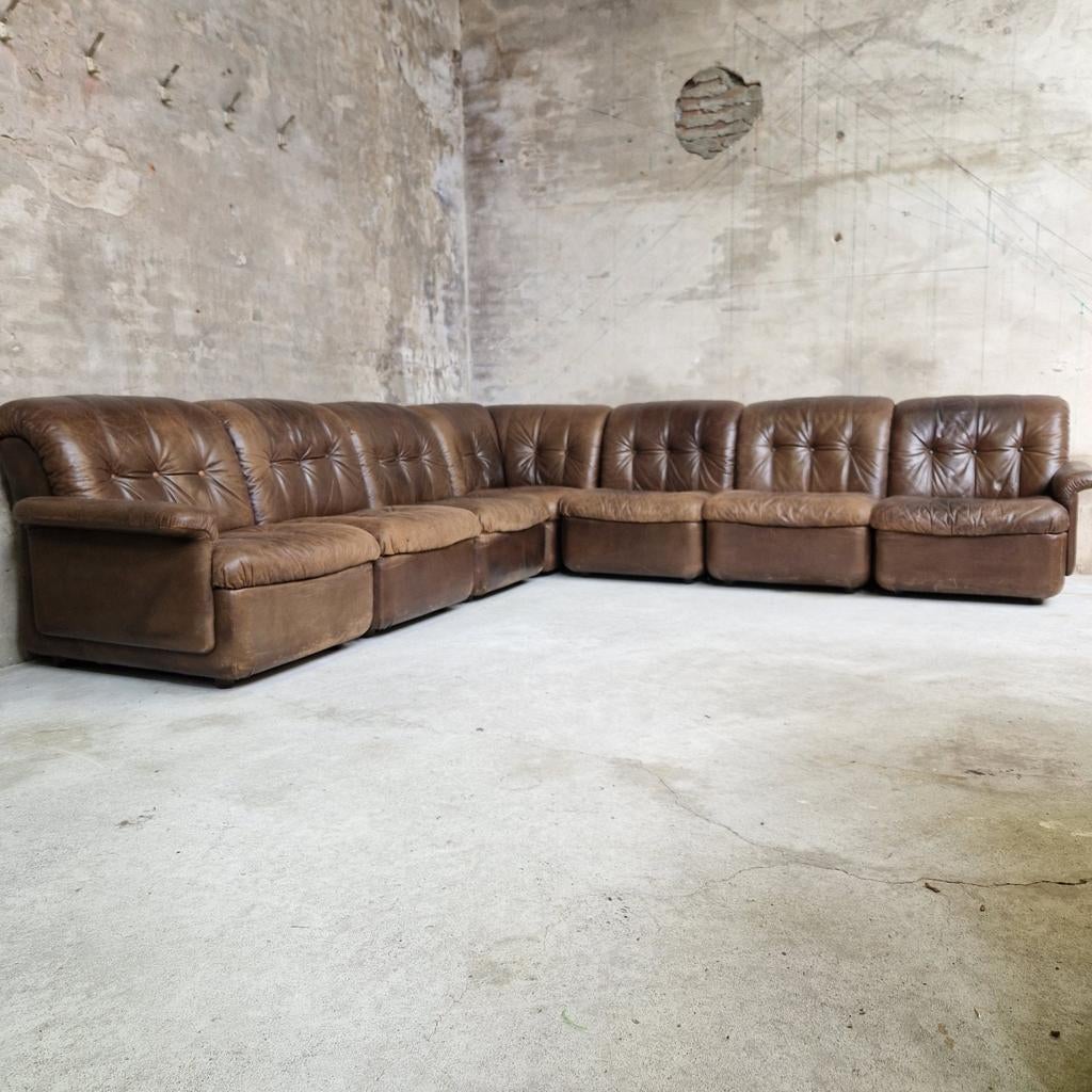 Jaren 70 vintage modulaire bank  elementen hoekbank leren, Kolibrivintagehal@gmail.com, Gebruikt, Aaldertgeertsstraat 43 Olst