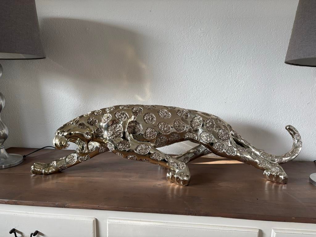 Decoratief beeld luipaard, Verzamelen, Beelden en Beeldjes, Zo goed als nieuw, Dier, Ophalen of Verzenden