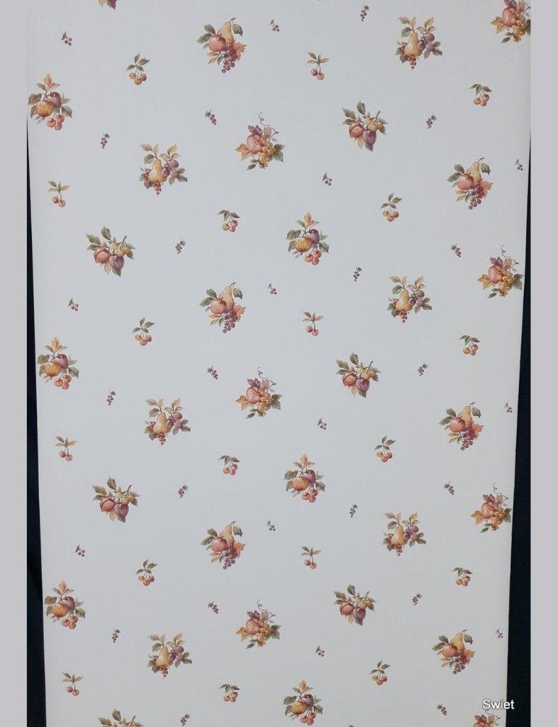 4756 Behang met fruitboeketjes wit keuken jaren 80 swiet, Huis en Inrichting, Ophalen of Verzenden, 75 m² of meer, Oranje