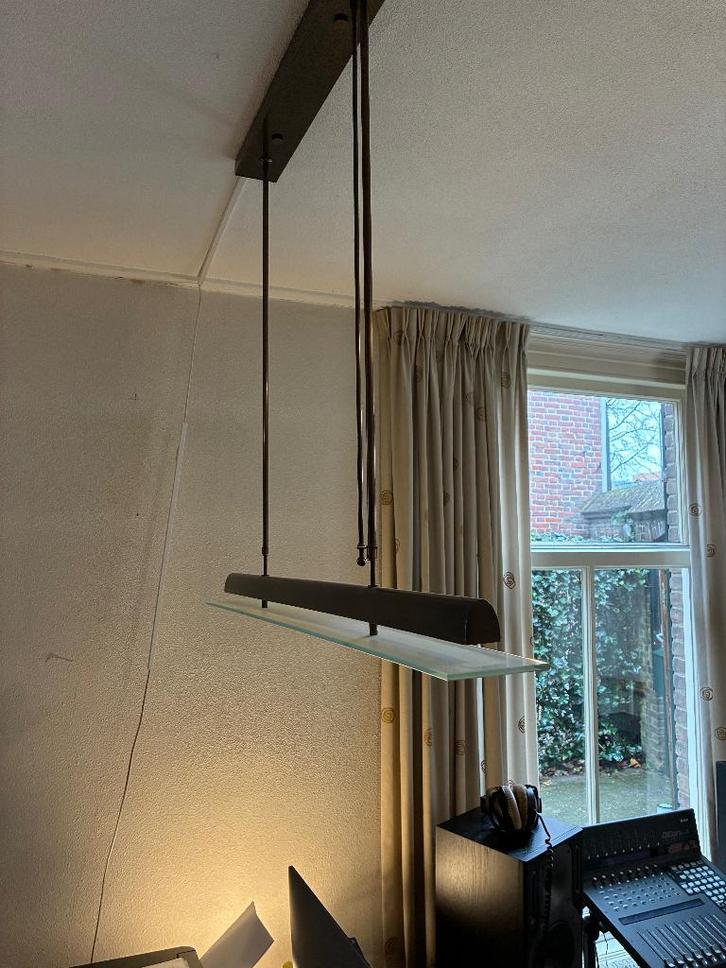 lamp voor boven de tafel, Huis en Inrichting, Lampen | Hanglampen, Gebruikt, Minder dan 50 cm, Glas, Metaal, Ophalen