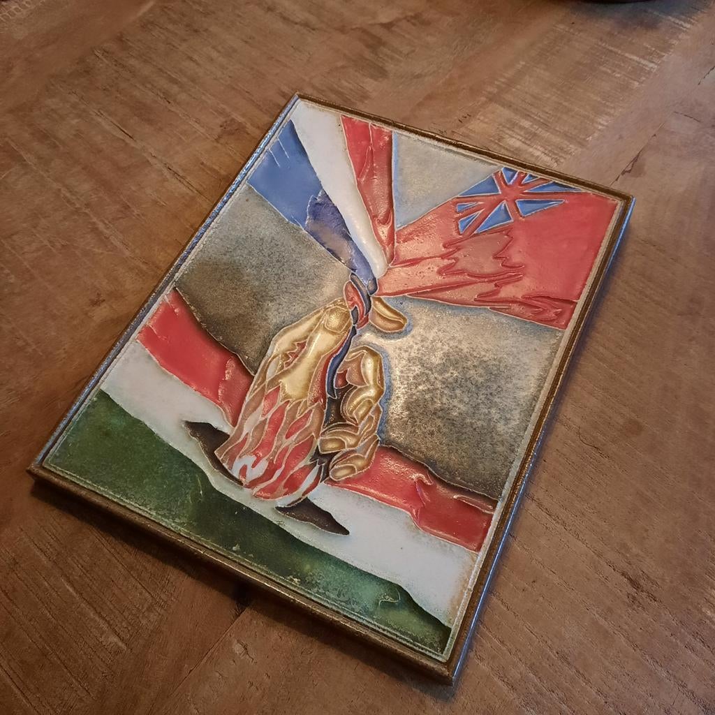 Cloisonne tegel porceleyne fles Hongaarse Opstand, Antiek en Kunst, Antiek | Wandborden en Tegels, Ophalen of Verzenden