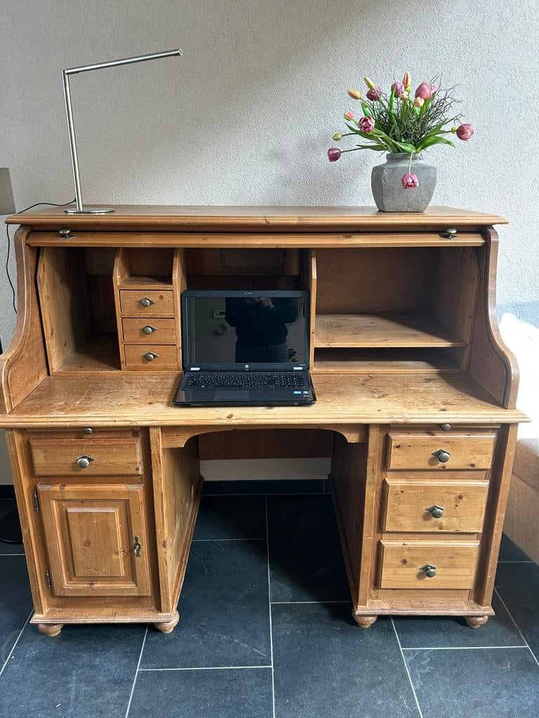 Grenen secretaire / bureau met rolluik., Huis en Inrichting, Kasten | Secretaires, Gebruikt, Ophalen