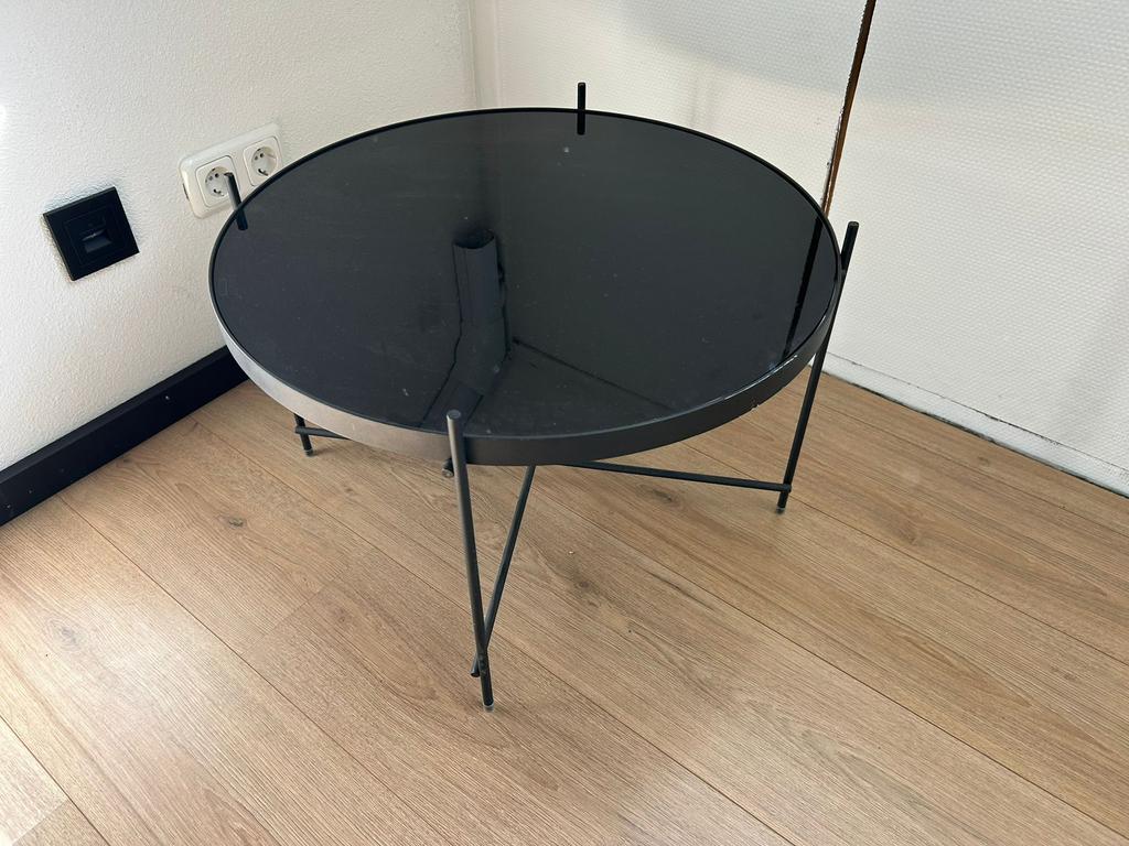 Salontafel zwart, Ophalen, 50 tot 100 cm, Rond, Zo goed als nieuw