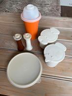 Tupperware camping set: zout, peper, melk, suiker, shaker, b, Huis en Inrichting, Ophalen of Verzenden, Gebruikt, Wit, Bak of Kom