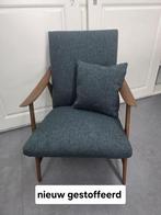 Vintage Fauteuil v. Teeffelen style nieuw gestoffeerd., Huis en Inrichting, Overige kleuren, Zo goed als nieuw, Stof, Eén