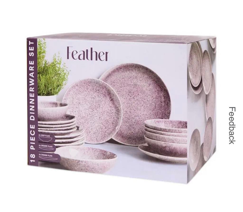 GEZOCHT! Serviesset Action Feather - Lila, Ophalen of Verzenden, Zo goed als nieuw, Glas, Overige stijlen