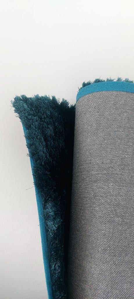 Hoogpolig Petrolblauw/turquoise vloerkleed 220x160 cm, Ophalen, 150 tot 200 cm, 200 cm of meer, Zo goed als nieuw