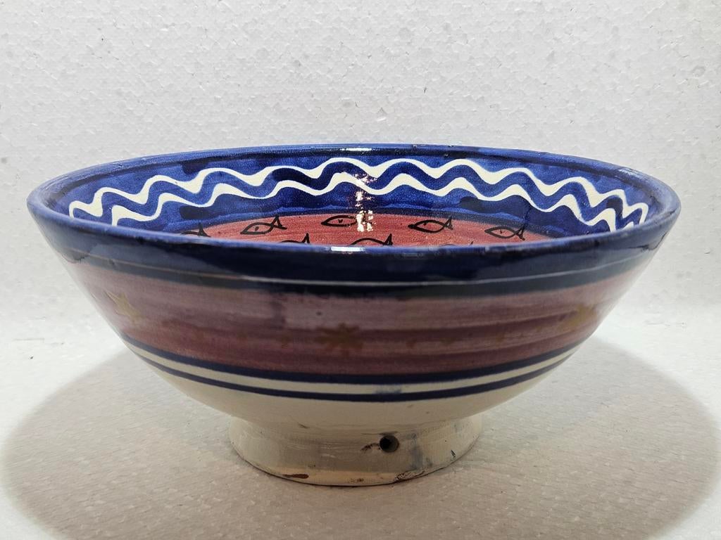 Vintage keramiek schaal kom Safi Marokko handbeschilderd, Ophalen of Verzenden