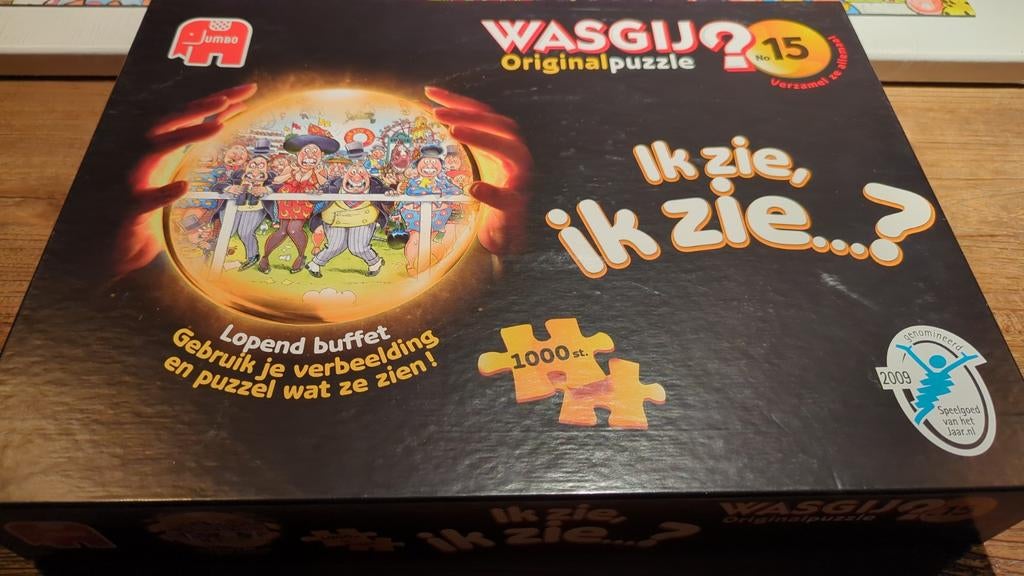 Wasgij original 15 LOPEND BUFFET 1000 stukjes, Ophalen of Verzenden, 500 t/m 1500 stukjes, Zo goed als nieuw, Legpuzzel