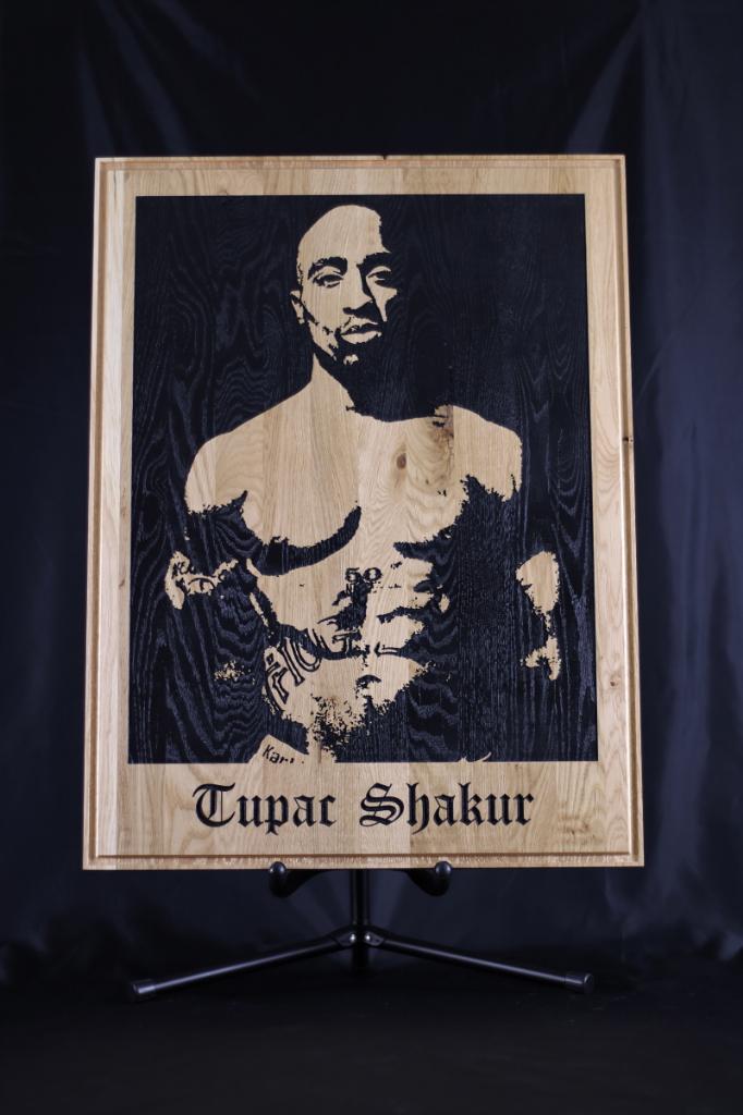 Tupac | Wanddecoratie | Gefreesd in Eiken, Verzenden