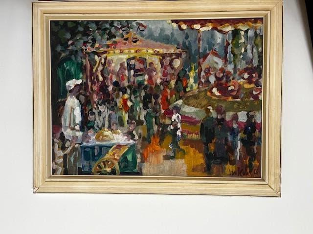 Jan Kuhr schilderij kermis voorstelling, Ophalen