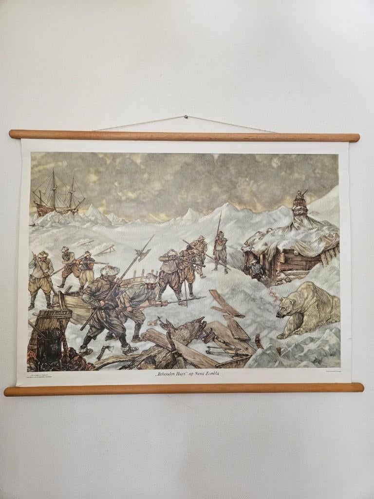 Schoolplaat Het Behouden Huys (Nova Zembla), Antiek en Kunst, Antiek | Schoolplaten, Ophalen of Verzenden, Geschiedenis