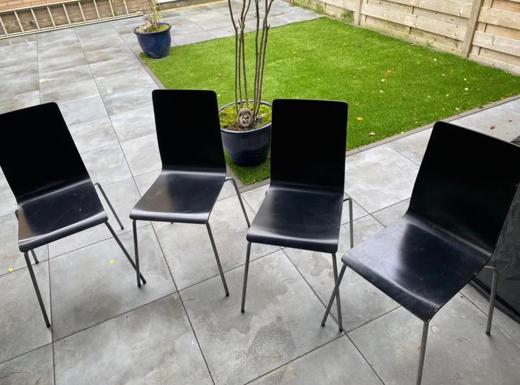 4 Ikea MARTIN stoelen, zwart, Huis en Inrichting, Stoelen, Gebruikt, Zwart, Ophalen of Verzenden, Vier