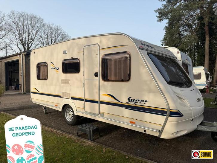 Sprite Super 490 stapelbed + voortent + fietsenrek, Caravans en Kamperen, Caravans, tot en met 4, 1000 - 1250 kg, Overige, Sprite