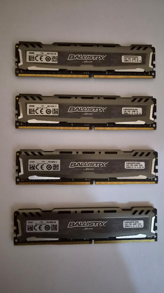 Crucial Ballistix BLS8G4D240FSB (4 stuks), Computers en Software, RAM geheugen, DDR4, 8 GB, Ophalen of Verzenden, Zo goed als nieuw