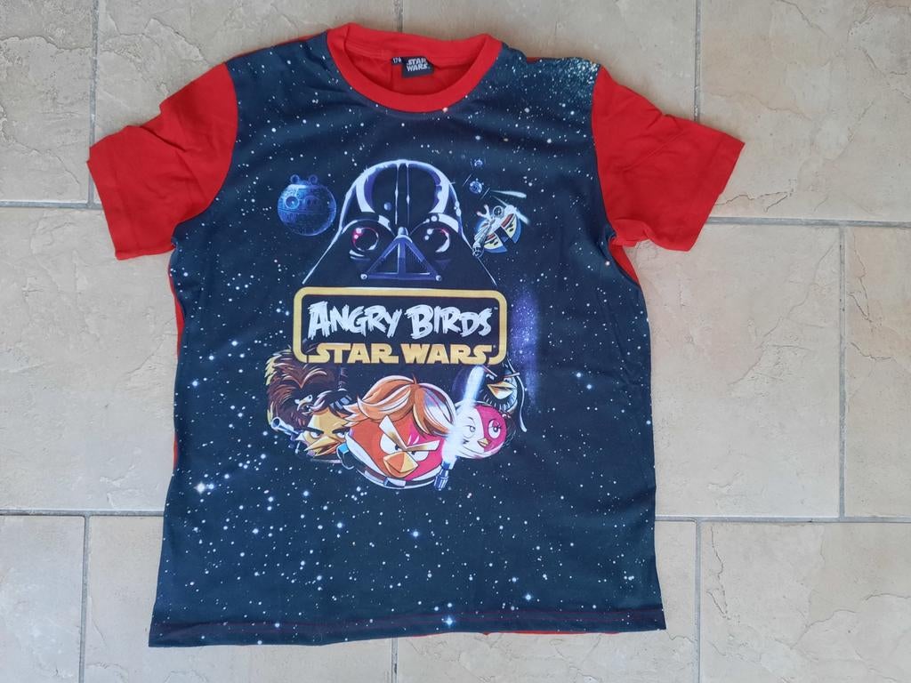 Star Wars/Angry Birds tshirt rood maat 176, Ophalen, Star Wars, Zo goed als nieuw, Shirt of Longsleeve