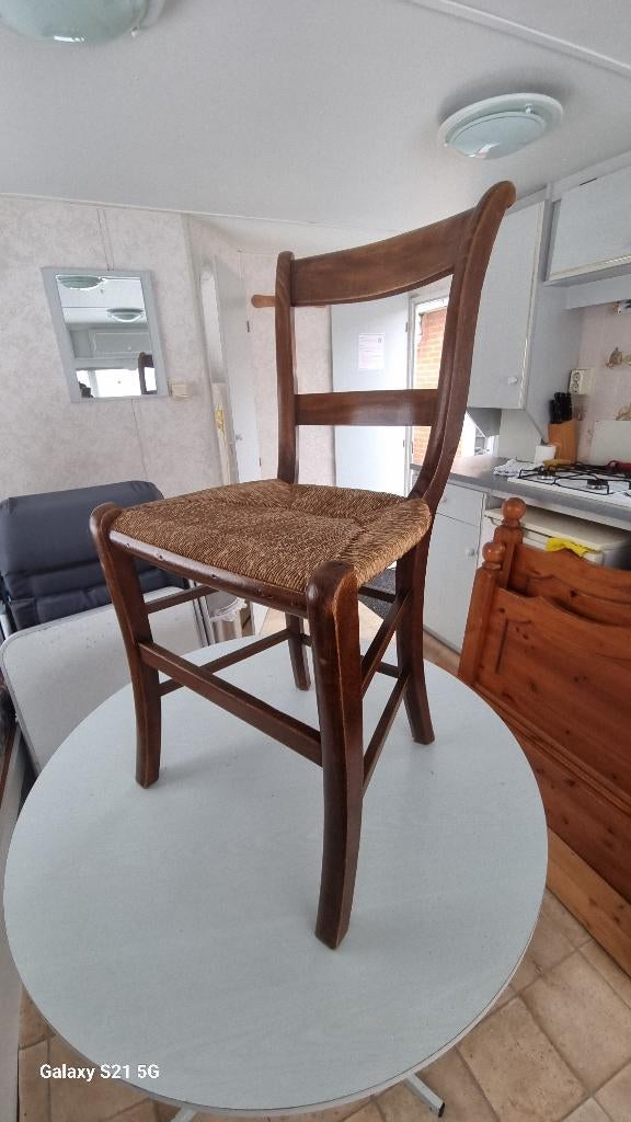 STOELEN ANTIEKE VINTAGE EIKEN MET GEVLOCHTEN ZITTINGEN, Ophalen