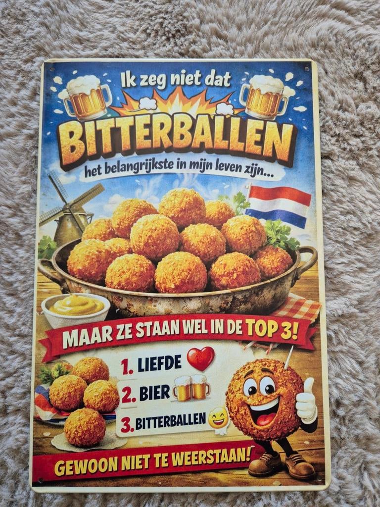 Bitterballen reclamebord, Ophalen of Verzenden, Nieuw, Reclamebord