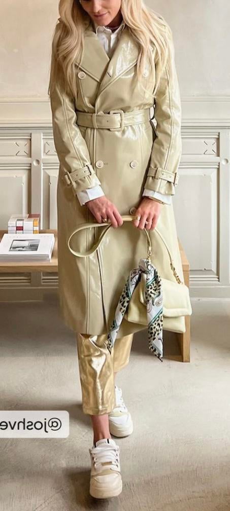 Pistachio Lakleren JoshV, Josh V trenchcoat, jas in XS., Ophalen of Verzenden, Nieuw, Maat 34 (XS) of kleiner, Groen