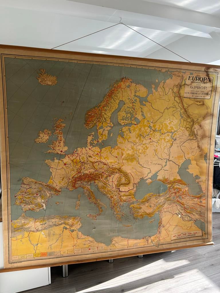 Vintage Schoolkaart Europa, Antiek en Kunst, Antiek | Schoolplaten, Ophalen, Aardrijkskunde