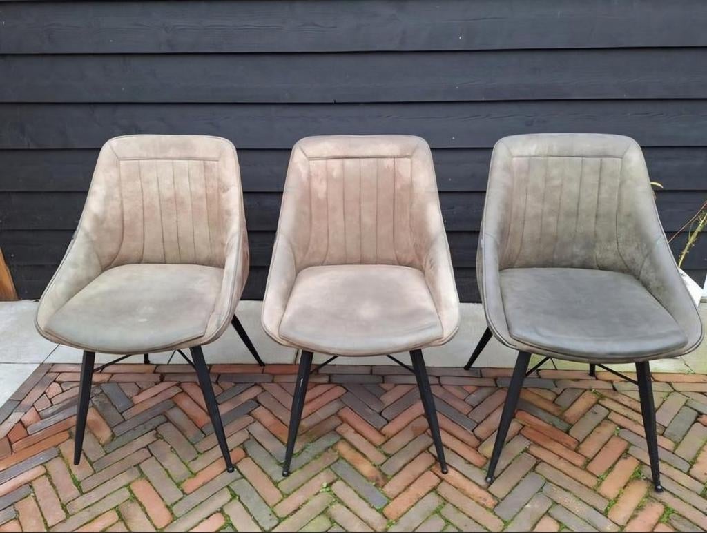 3 Eetkamerstoelen, Ophalen, Gebruikt, Bruin