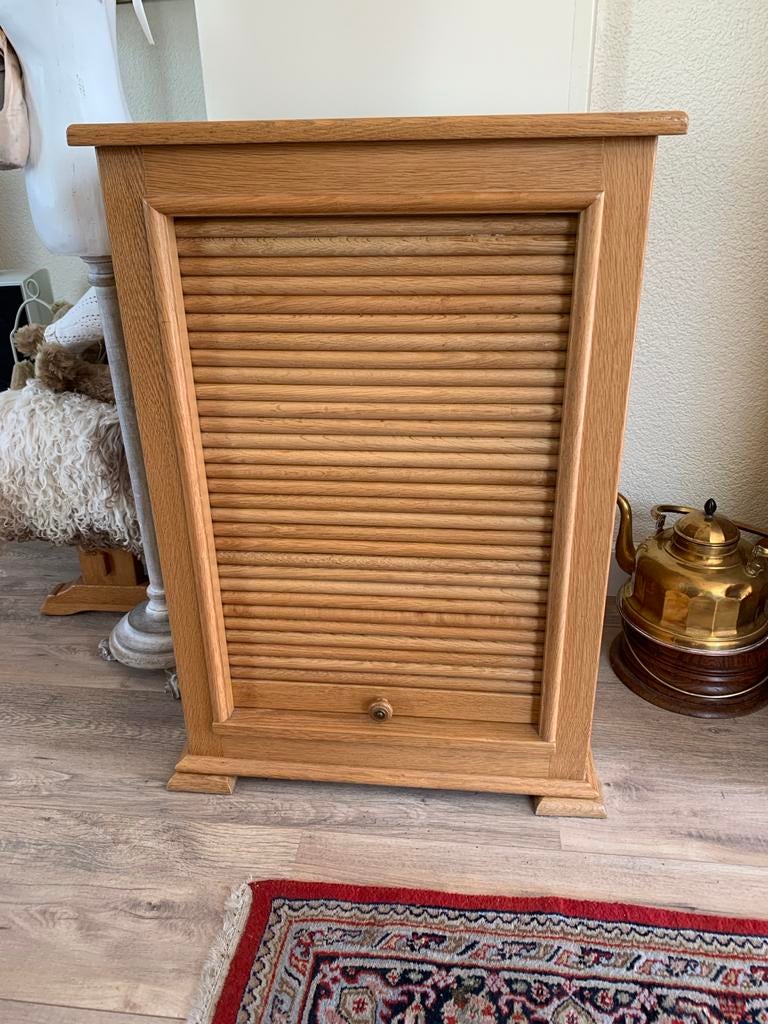 Massief eiken stereomeubel met rolluik, Huis en Inrichting, Ophalen, Zo goed als nieuw