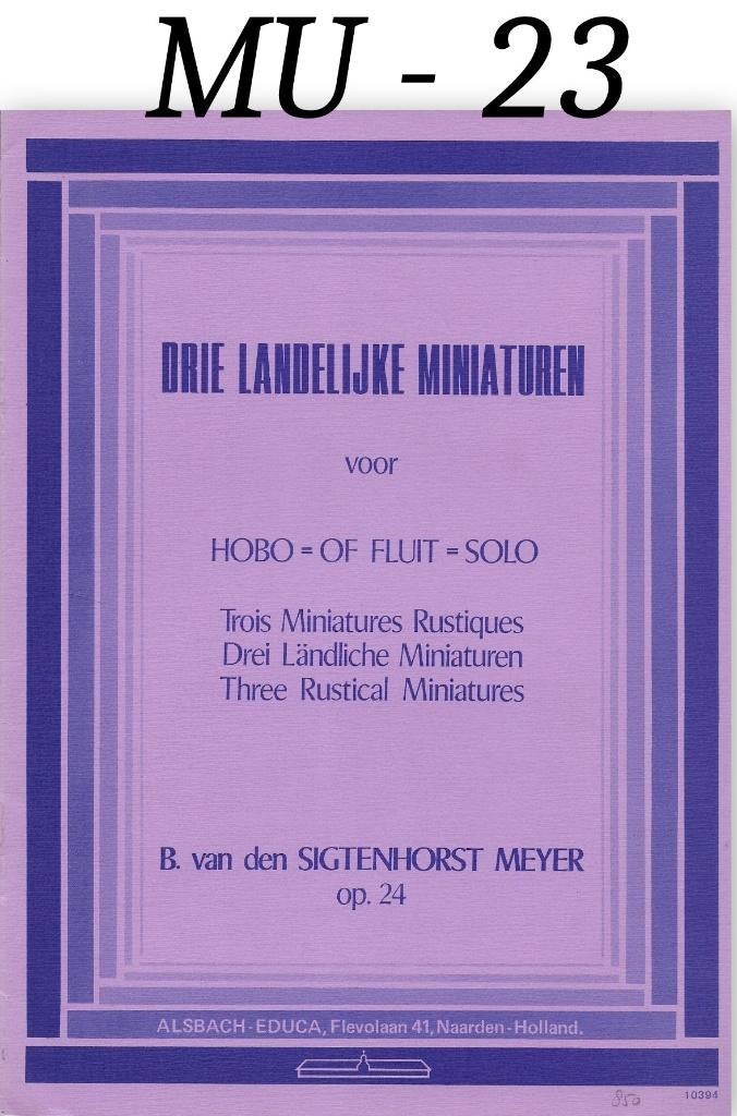 MU-23 Fluit bladmuziek ---- Drie Landelijke miniaturen, Dwarsfluit of Piccolo, Ophalen of Verzenden, Zo goed als nieuw, Artiest of Componist