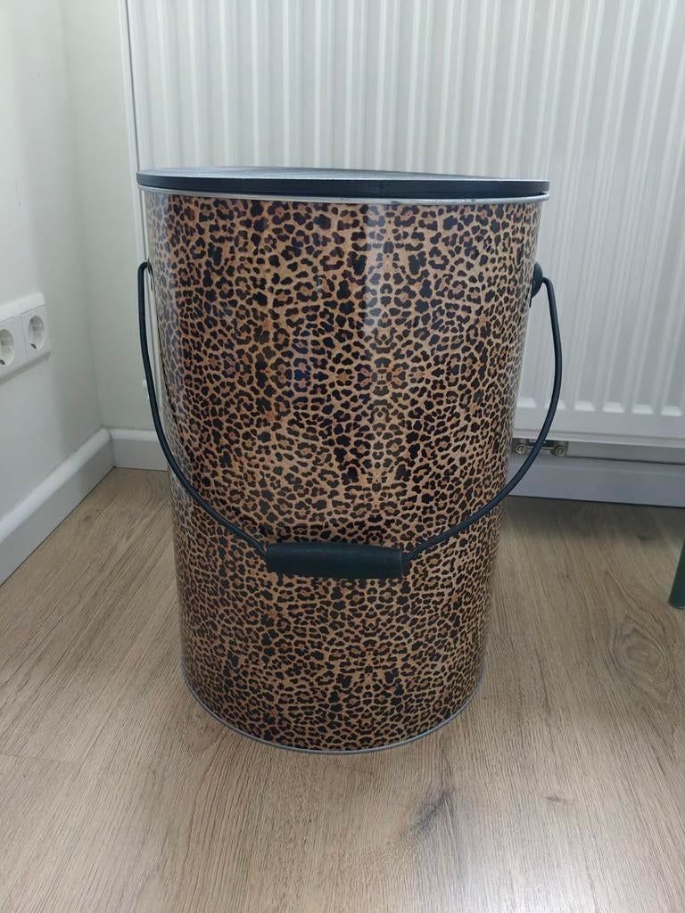 Opbergton met deksel en handgreep - Luipaardprint, Ophalen, Nieuw, Kunststof, Met deksel