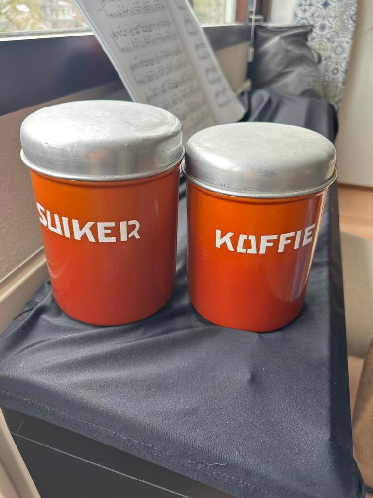 Oranje emaille voorraadbussen, Ophalen of Verzenden