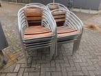 Stapelbare aluminium terrasstoelen teakhout stoelen terras, Ophalen of Verzenden, Gebruikt, Aluminium, Stapelbaar