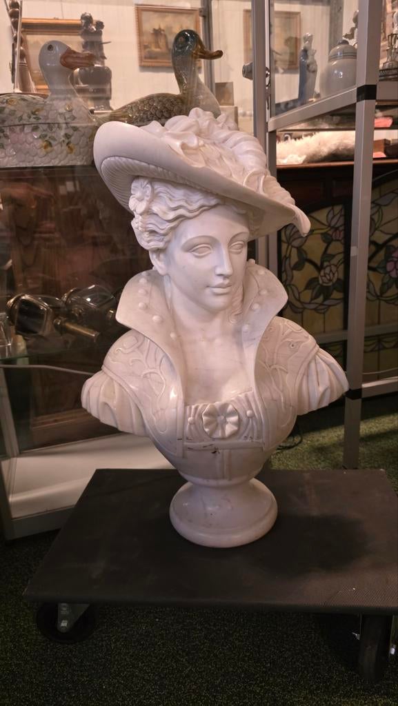 Zeer grote en zware antiek marmeren buste, Ophalen, Buste, 50 - 100 cm, Handgemaakt