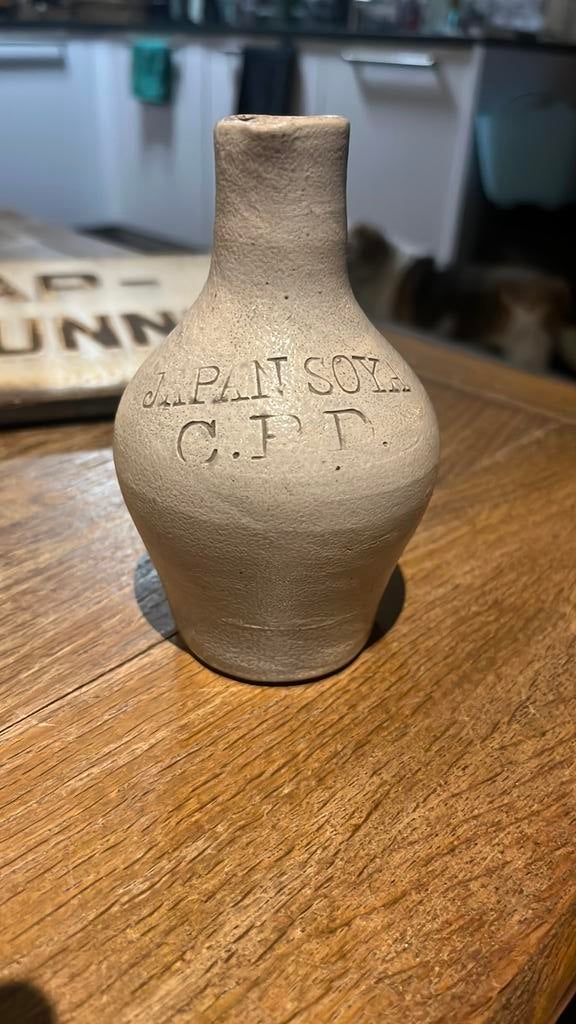 Zeldzaam steengoed Japan Soya kruikje G.P.D, Ophalen of Verzenden