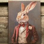 Haas op houten frame 30x40 cm, Ophalen of Verzenden