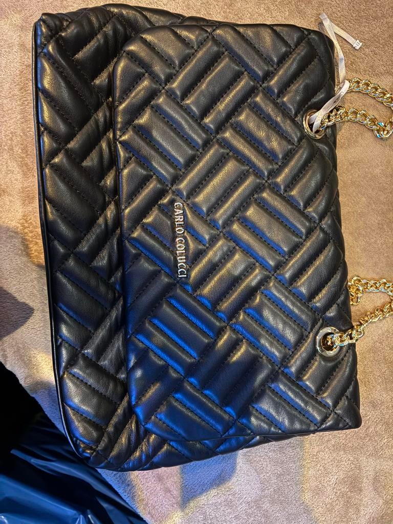 Carlo Colucci zwarte schoudertas, Ophalen of Verzenden, Gebruikt, Zwart, Schoudertasje