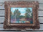 19e Eeuws Olieverf Schilderij "Landschap" id originele Lijst, Antiek en Kunst, Ophalen of Verzenden