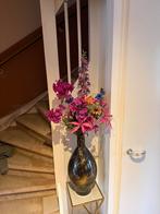 Grote zwarte vaas met gouden spetters incl bloemstuk, Huis en Inrichting, Woonaccessoires | Vazen, Ophalen, Overige materialen