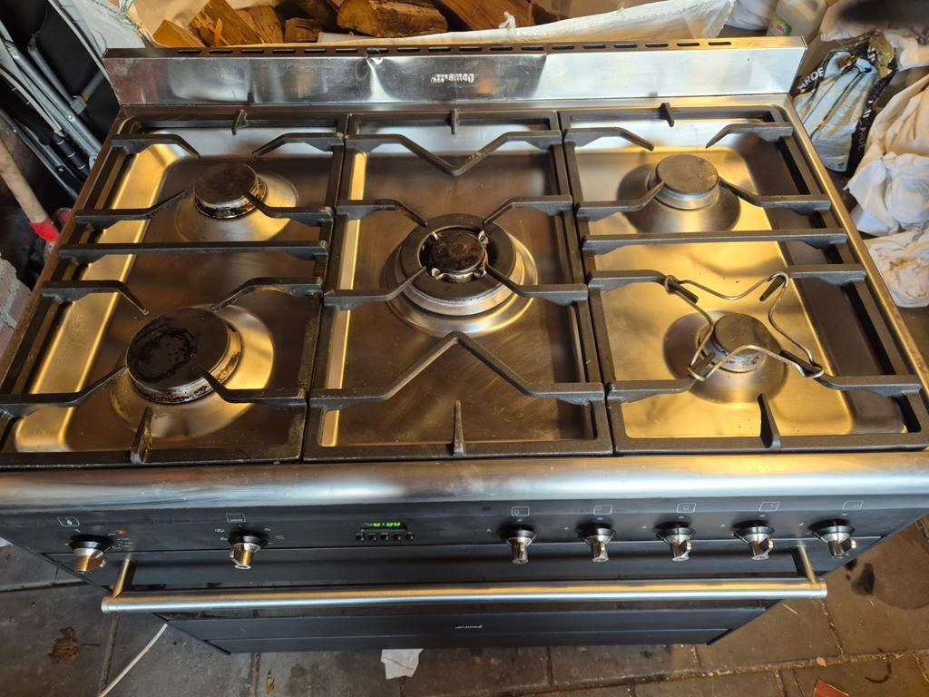 SMEG 90 cm Gasfornuis / Oven – 5 pits – Zwart – Mooi Design, Witgoed en Apparatuur, Fornuizen, Ophalen, Gebruikt, 60 cm of meer