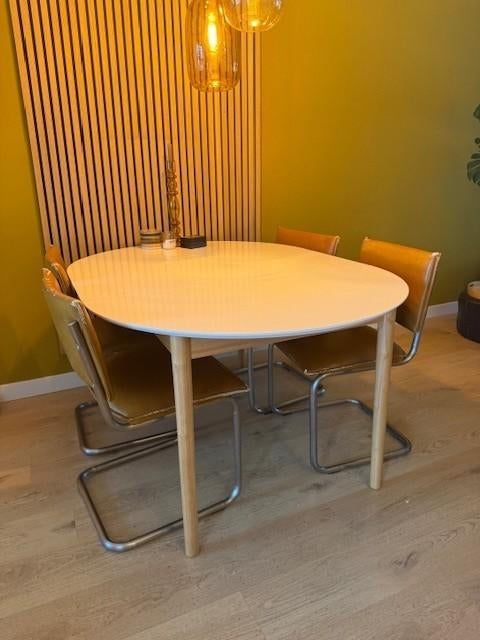 Uitschuifbare eettafel, Huis en Inrichting, Tafels | Eettafels, Ophalen, Gebruikt, 100 tot 150 cm, Rond