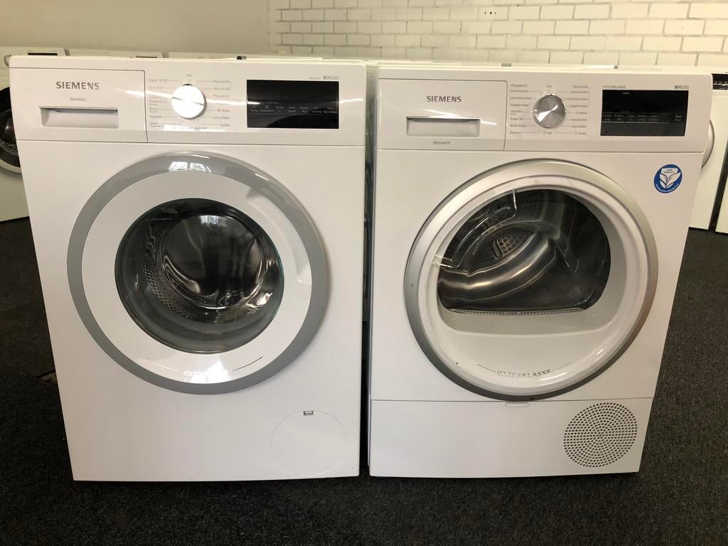 SET €666 A+++ 8kg Wasmachine + Warmtepomp droger Siemens, Ophalen, Minder dan 85 cm, 8 tot 10 kg, Kort programma