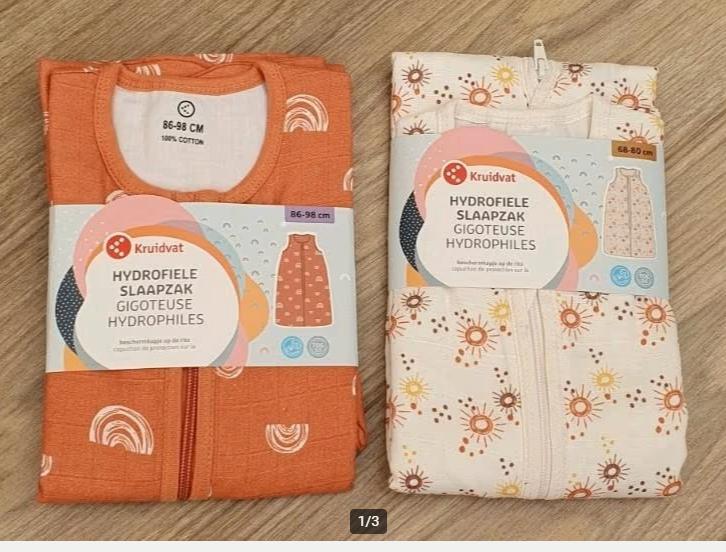 2 hydrofiel katoenen slaapzakken nieuw  68-80 en 86-98 cm, Ophalen of Verzenden, Nieuw, 70 tot 85 cm, Slaapzak