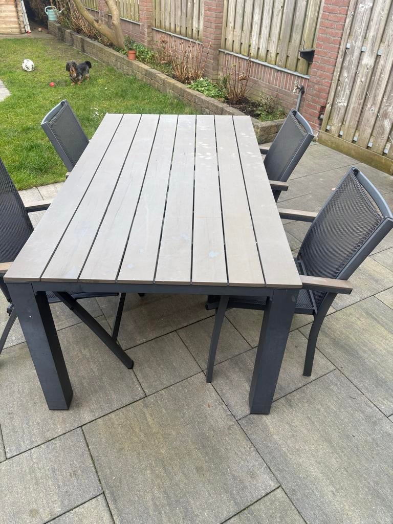 Gratis Bois Le Duc tuinset met 3 stoelen en 2 standenstoelen, Tuin en Terras, Tuinsets en Loungesets, Ophalen, 4 zitplaatsen, Gebruikt
