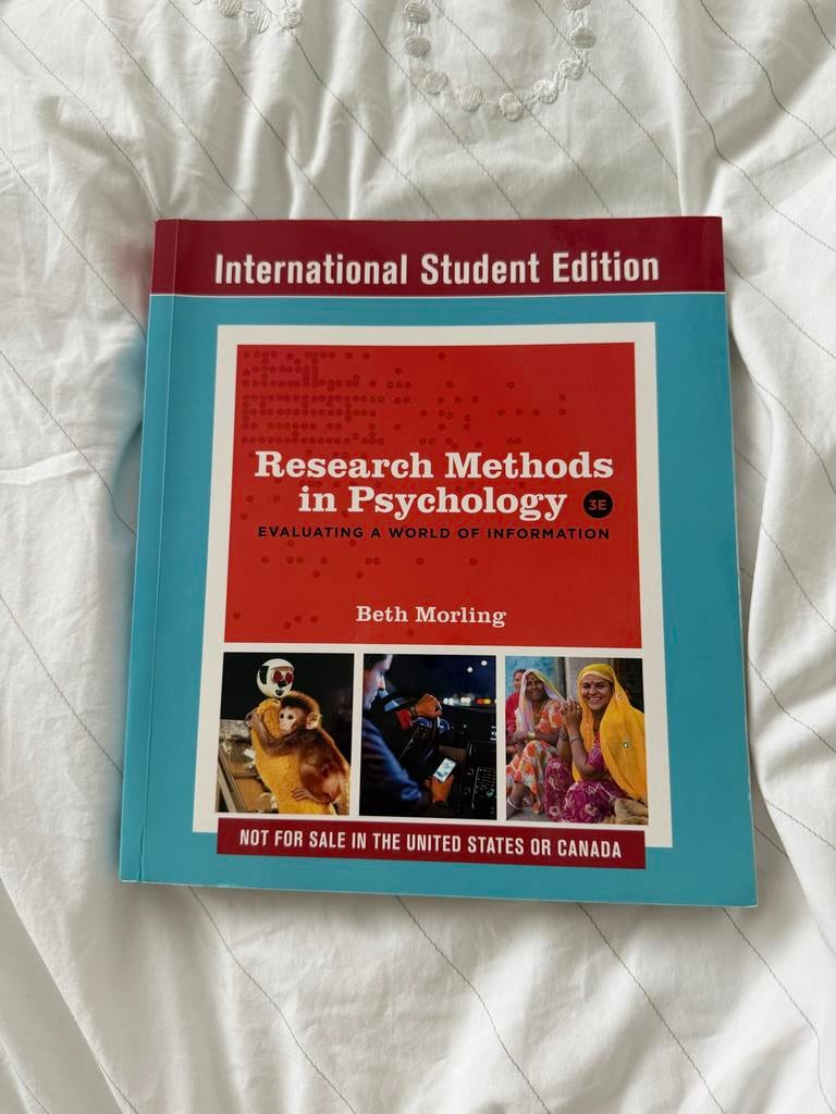 Research Methods in Psychology - Beth Morling (3e editie), Ophalen of Verzenden, Zo goed als nieuw, Overige onderwerpen