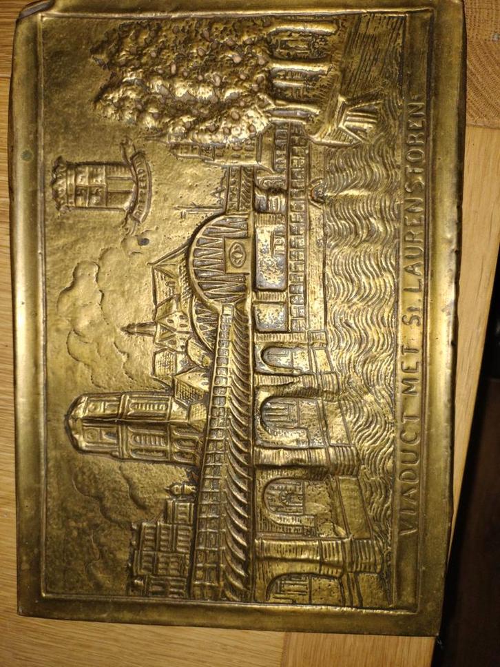 Twee antieke koperen plaquettes: Haarlem en Rotterdam, Antiek en Kunst, Antiek | Overige Antiek, Ophalen of Verzenden