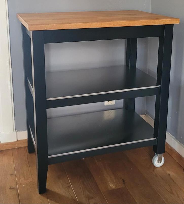 Keukentrolley roltafel hout zwart Stenstorp ikea, Huis en Inrichting, Keuken | Keukenelementen, Gebruikt, Minder dan 100 cm, 50 tot 100 cm