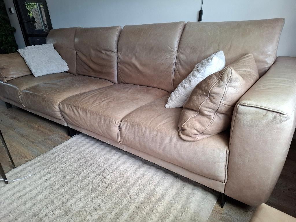 Montel 4 pers leren bank, Ophalen, Gebruikt, Monel, 300 cm of meer