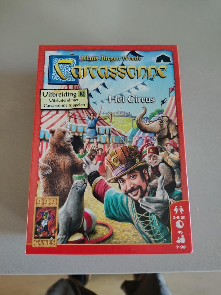 Carcassonne: Het Circus - Uitbreiding 10 (999 Games), Hobby en Vrije tijd, Vijf spelers of meer, Ophalen of Verzenden, Zo goed als nieuw