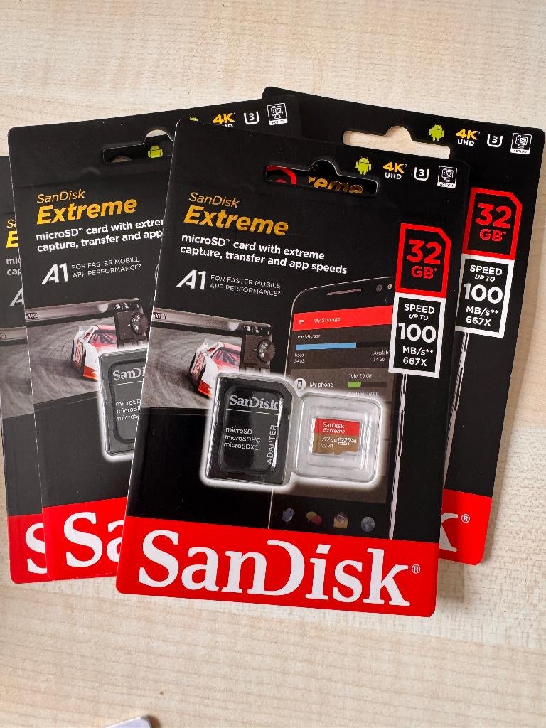 SanDisk Extreme micro geheugenkaart 32 Gb, MicroSDHC, 32 GB, Sandisk, Nieuw