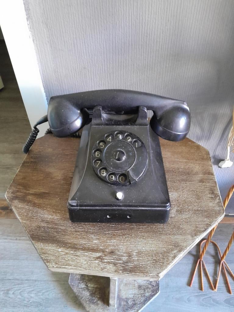 Vintage zwarte draaitelefoon, Antiek en Kunst, Ophalen of Verzenden