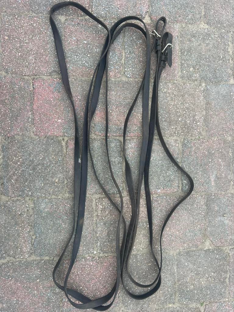 Donker bruine leren teugels voor mennen 8 meter, Dieren en Toebehoren, Ophalen, Zo goed als nieuw